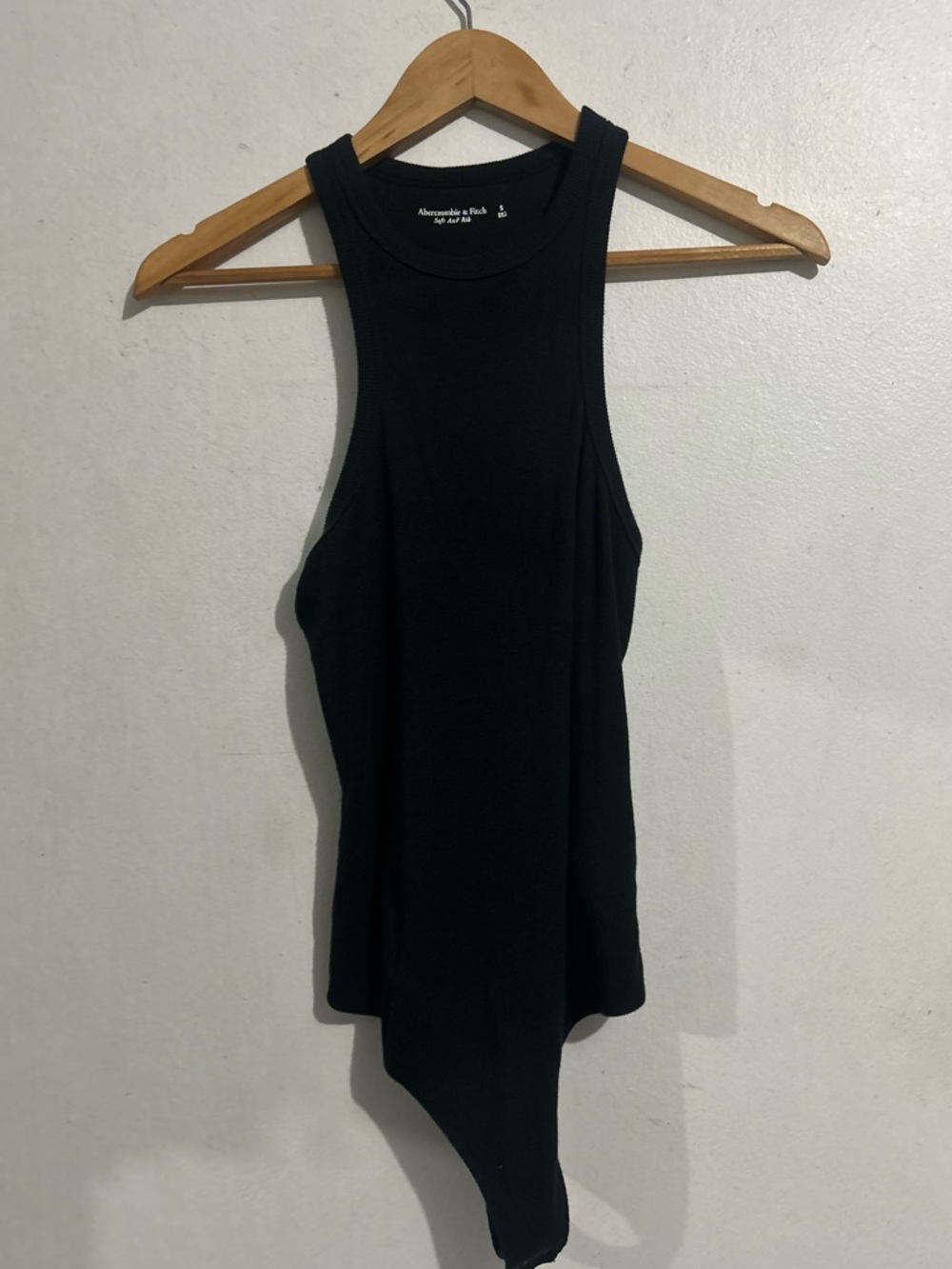 Abercrombie & Fitch Black Ribbed Asymmetrical Bodysuit